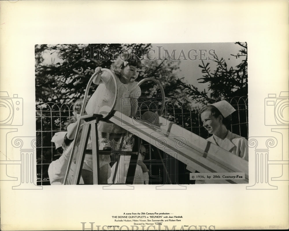 1936 Press Photo Dionne quintuplets star in film Reunion - nera10334 - Historic Images