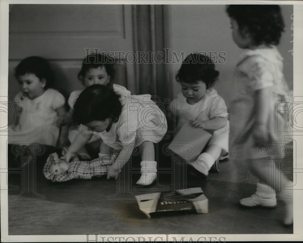 1936 Press Photo Dionne quintuplets romp in their nursery - nera11701 - Historic Images