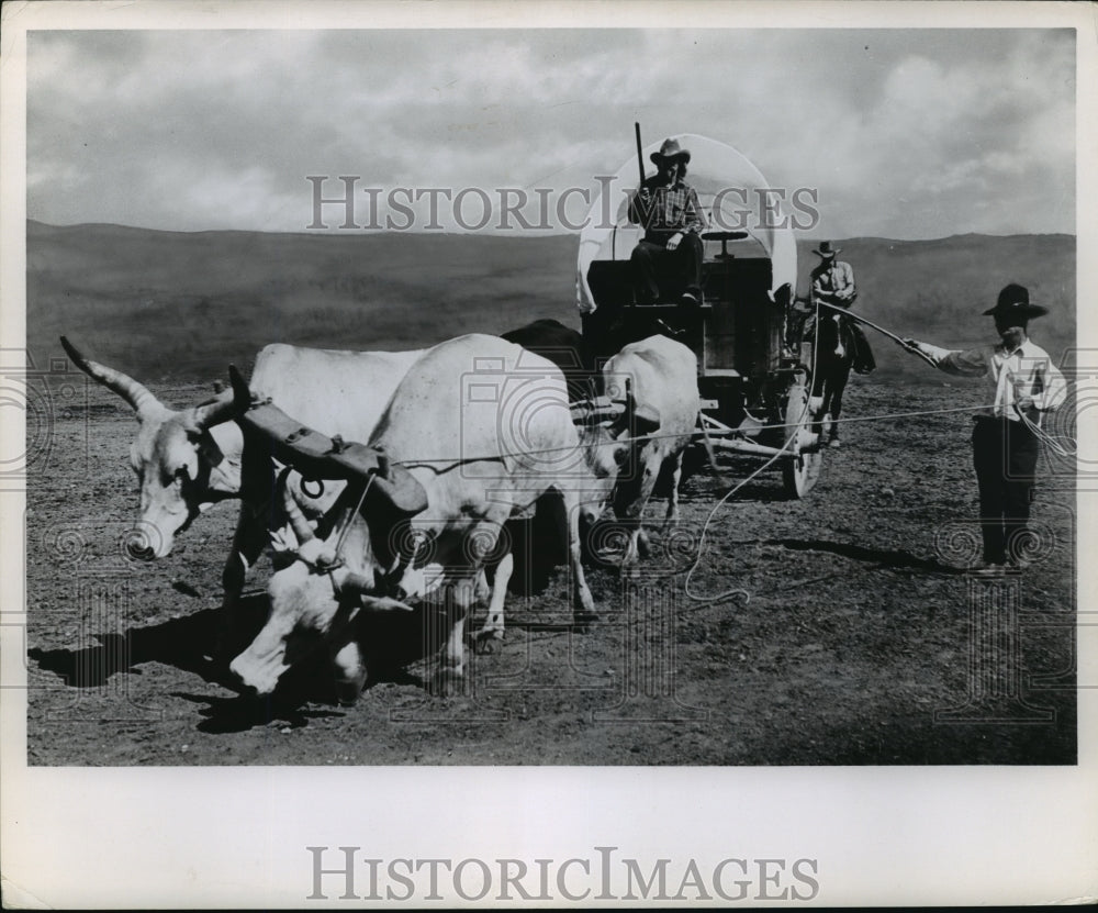 Press Photo Old fashioned covered wagon - nera12229 - Historic Images