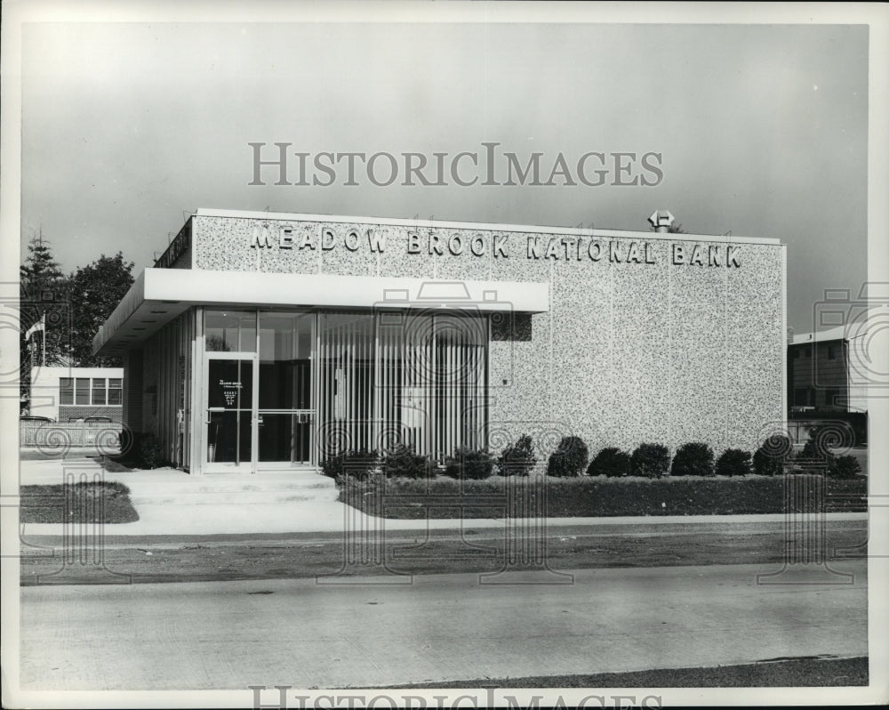 New York Exterior of Meadow Brook National Bank in Long Island NY - Historic Images