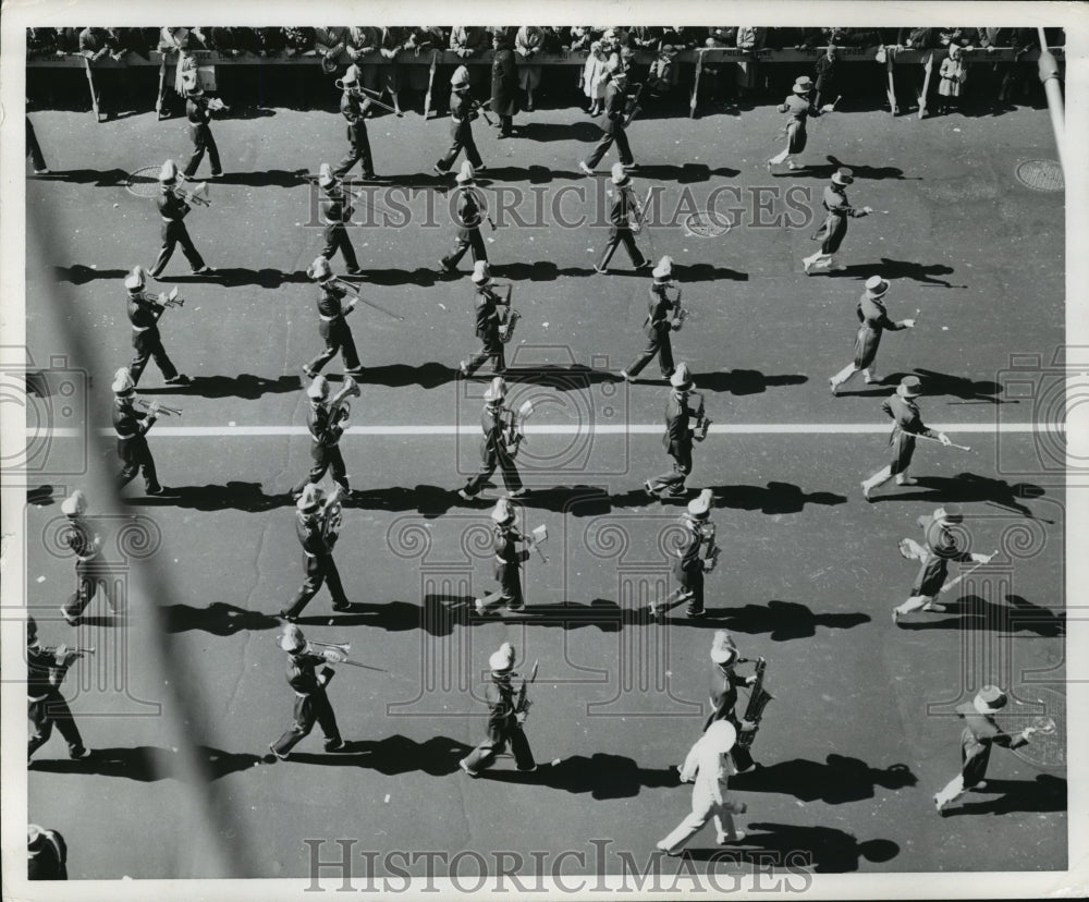 Press Photo Band marching in parade - nera12567 - Historic Images