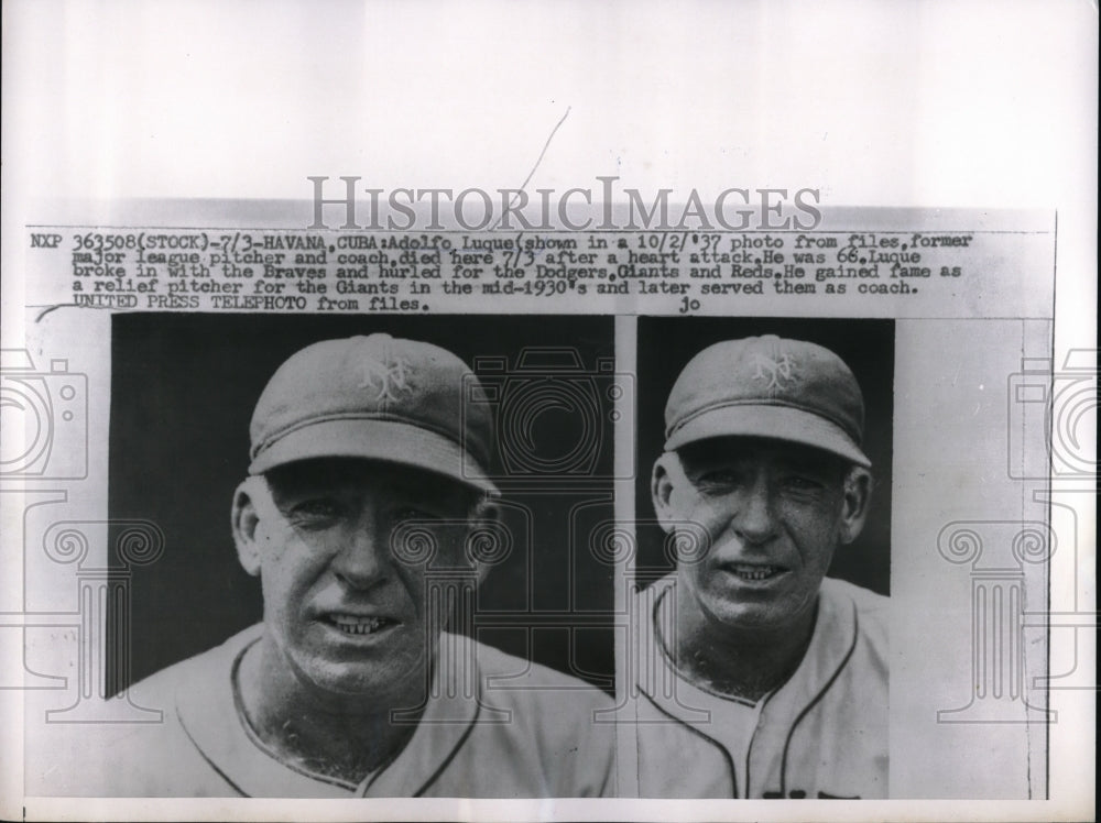 1951 Press Photo Adolfo Luque Former Big League Pitcher Dies of heart Attack - Historic Images