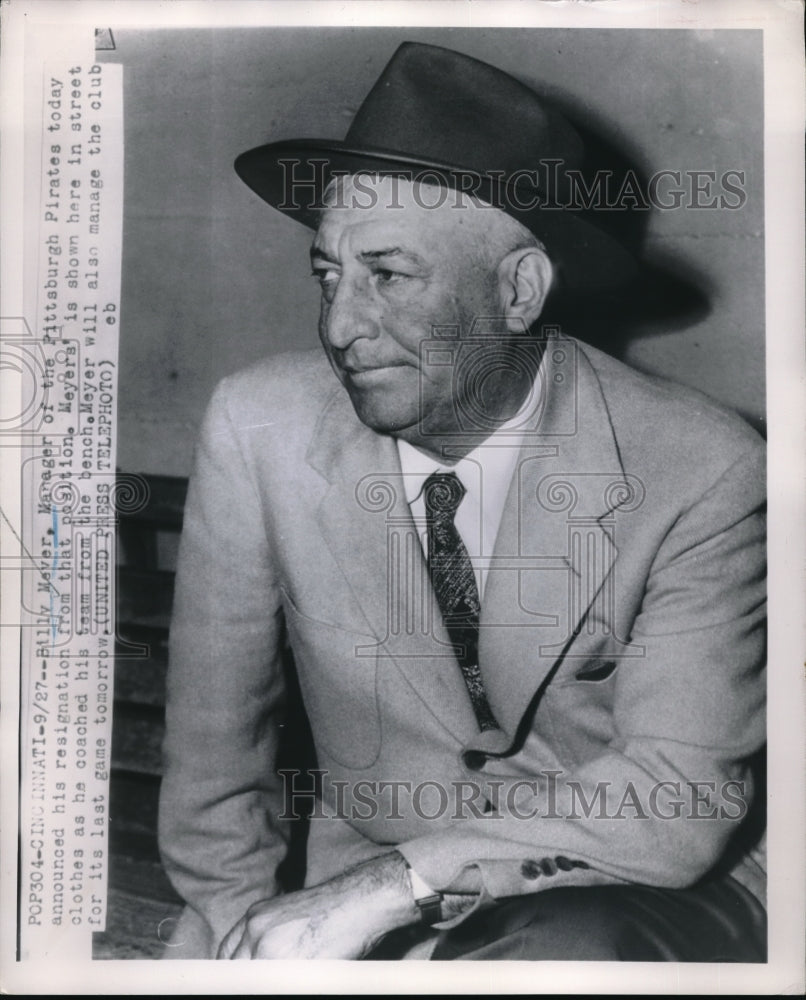 Press Photo Pittsburgh Manager Pirates Billy Meyer - nes00493 - Historic Images