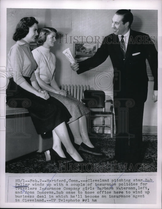 1956 Press Photo Cleveland Indians Pitcher Bob Feller & Barbara Waterman - Historic Images