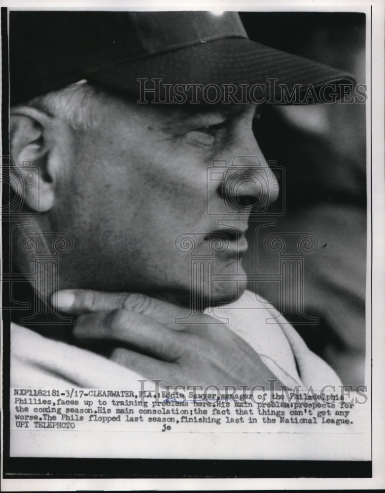 1959 Press Photo Eddie Sawyer Manager Philadelphia Phillies Spring Training Camp - Historic Images