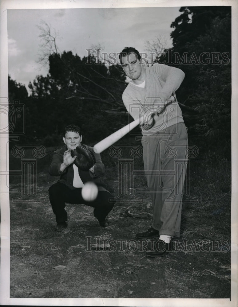 1946 Press Photo Billy Conn Softball game training Camp - nes00863 - Historic Images