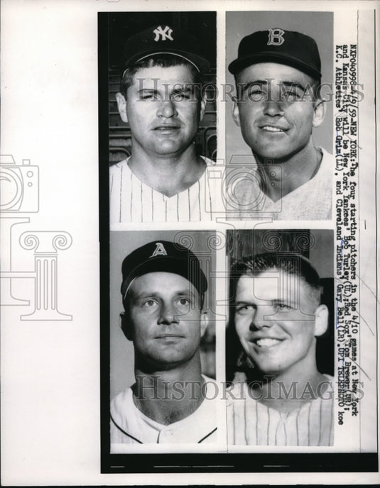 1959 Press Photo Four Pitchers in the games at New York and Kansas City. - Historic Images