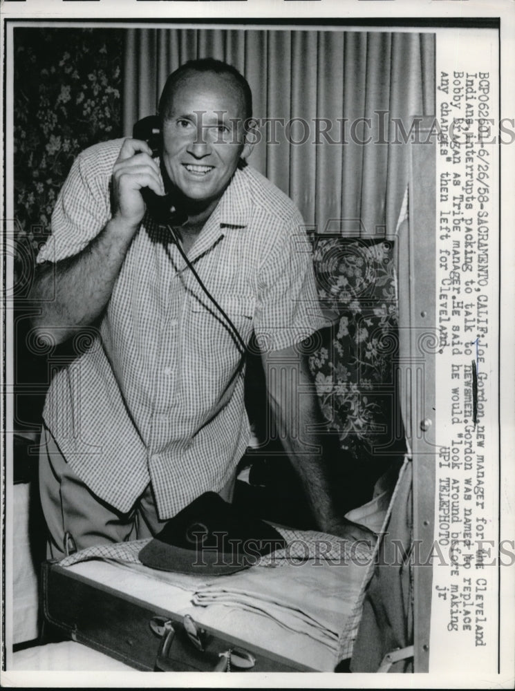 1958 Press Photo Joe Gordon, new manager of Cleveland Indians - nes00998 - Historic Images