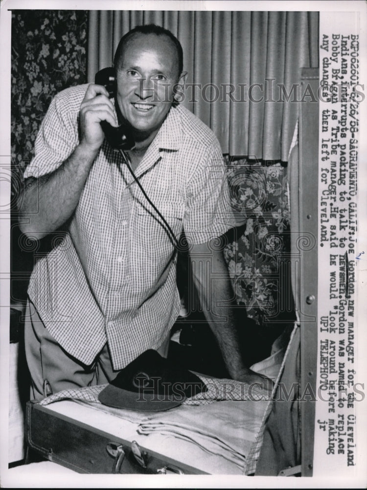 1958 Press Photo Joe Gordon, new mgr for Cleveland Indians - nes01003 - Historic Images