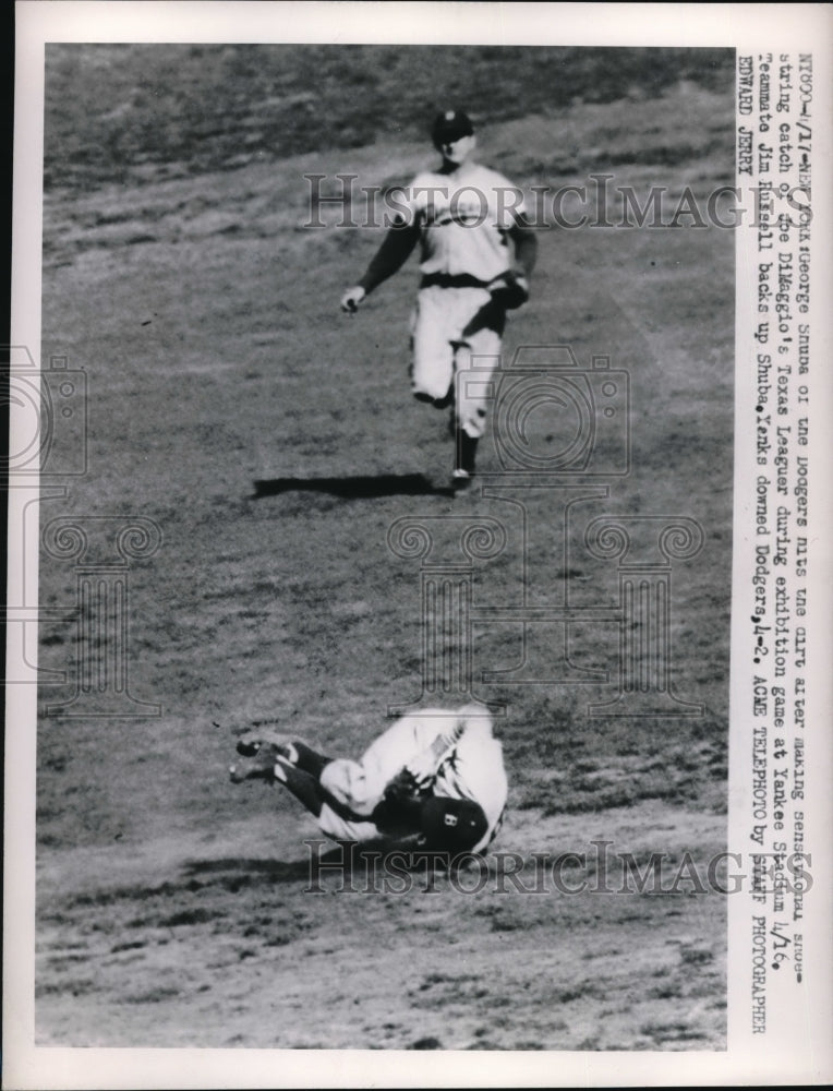 1950 Press Photo DiMaggio&#39;s Texas League Yanks Dodgers Jim Hussel - nes01029 - Historic Images