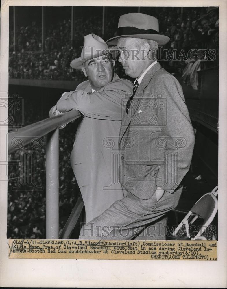 1951 Press Photo A.B. Chandler Commissioner Baseball Ellis Ryan Pres. Indians - Historic Images