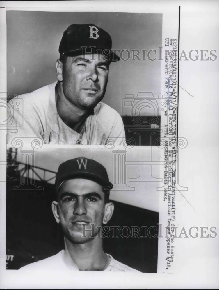 1960 Press Photo Red Sox Tom Sturdivant & Senators Camilo Pascual - nes01487 - Historic Images