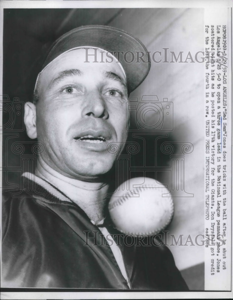 1959 Press Photo "Sad Sam" Jones of New york Giants - nes01517 - Historic Images