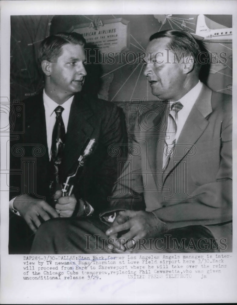 1954 Press Photo Stan Hack New Manager Chicago Cubs Interviews Dallas TX MLB - Historic Images