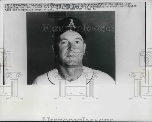 1959 Press Photo Manager Harry kraft Kansas City Athletics - nes01625 - Historic Images