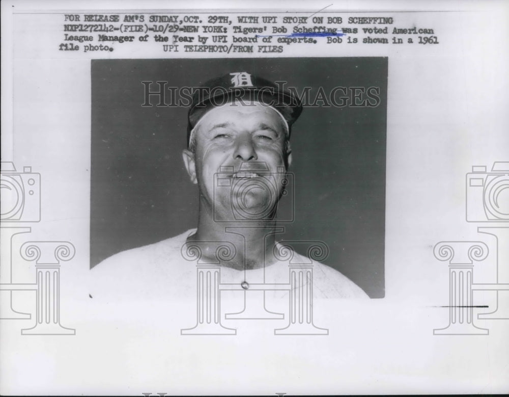 1961 Press Photo Detroit Tigers Bob Scheffing American League Manager of Year - Historic Images