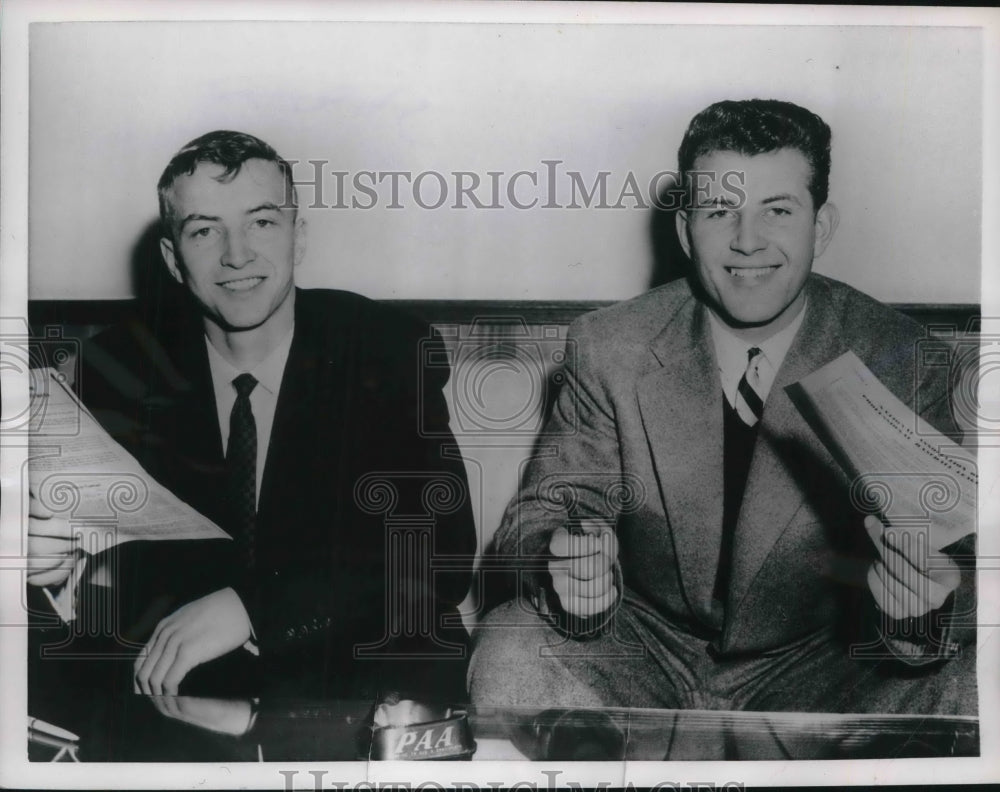 1956 Press Photo Hanjong and Claus Helmig of the Baltimore Orioles - nes02355 - Historic Images