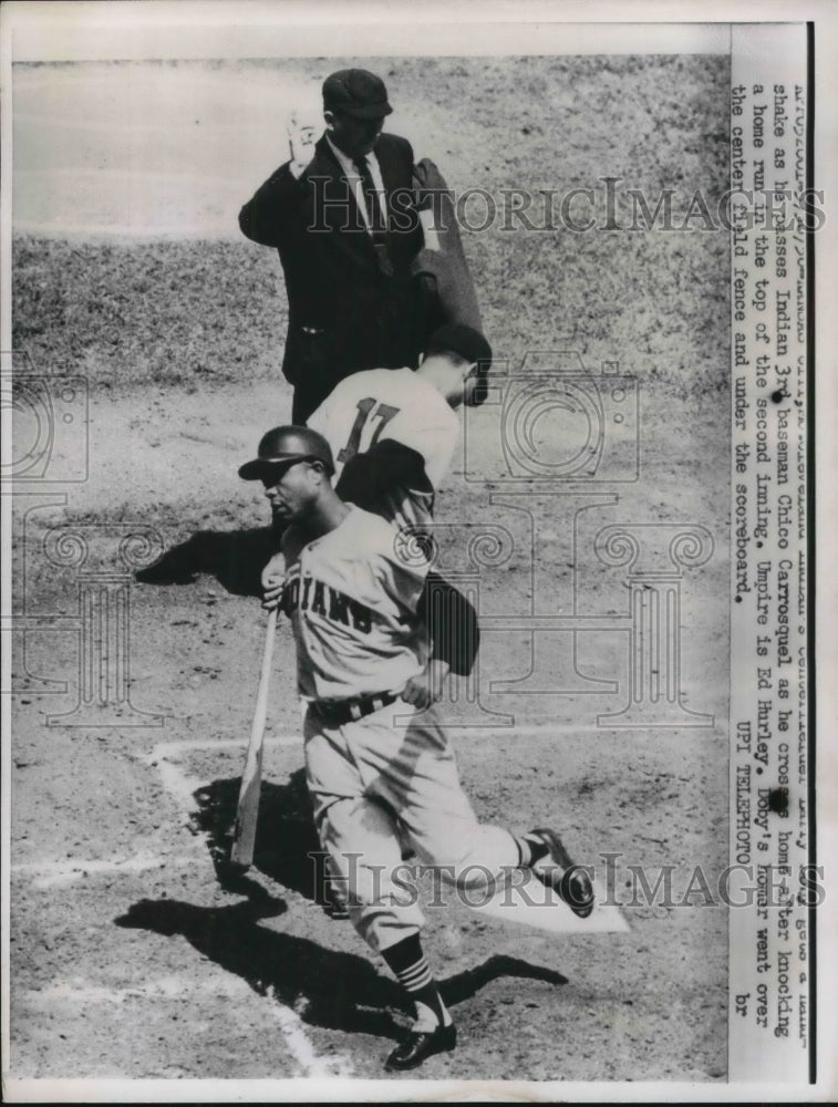 1930 Press Photo Cleveland Indians 3rd Baseman Chico Carrosquel &amp; Umpire Ed Hurl - Historic Images