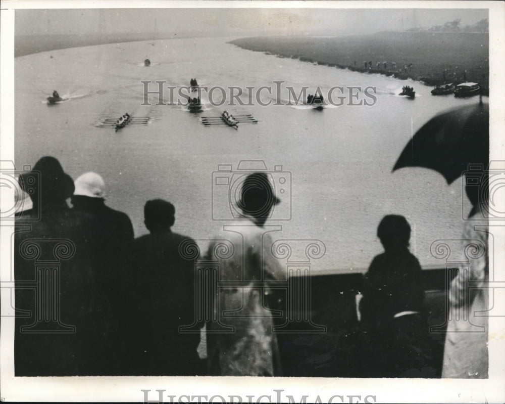 1935 Press Photo Japanese College Crews in Annual Tokyo Boat Race - nes04602 - Historic Images