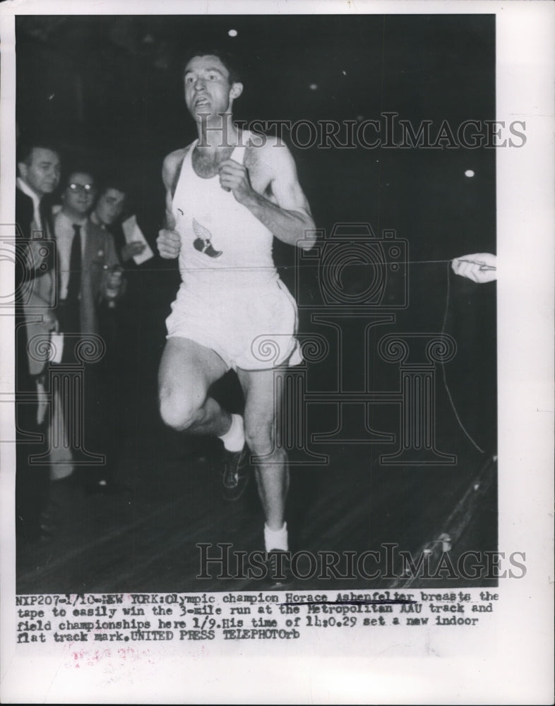 1954 Press Photo Horace Ashenfelter, Metropolitan AAU Track Meet, New York - Historic Images