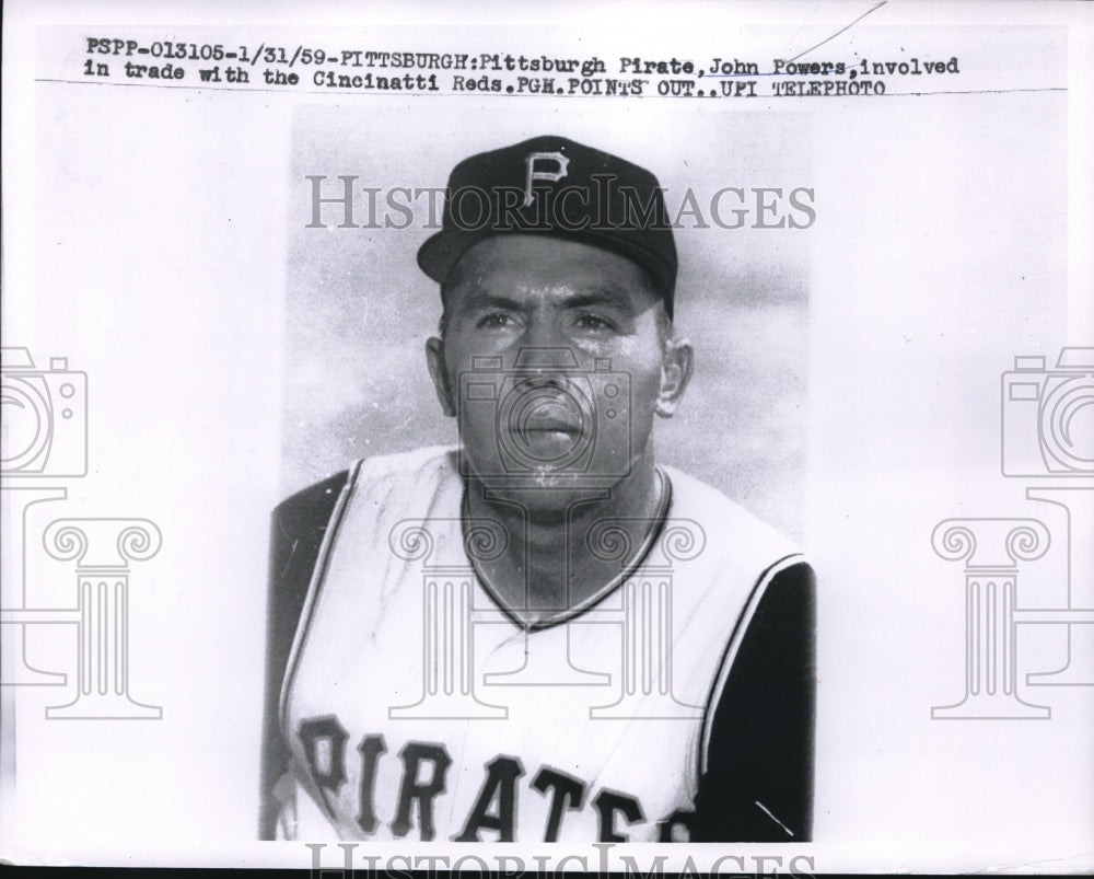 1959 Press Photo John Powers Pittsburgh Pirates In Trade Cincinnati Reds MLB - Historic Images