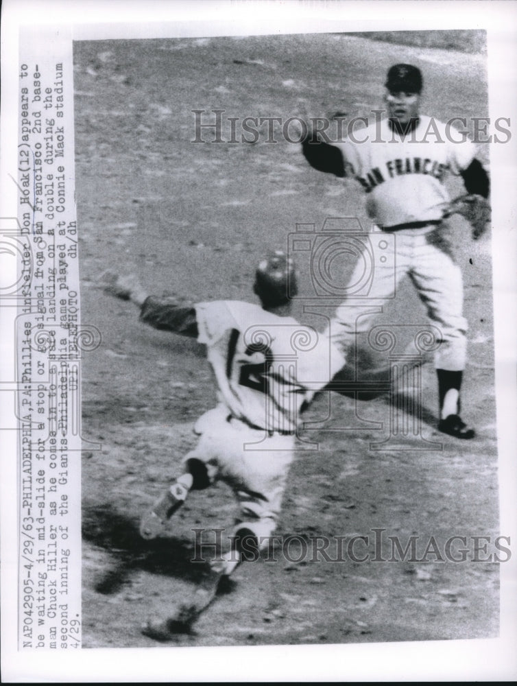 1963 Press Photo Phillies Infielder Don Hoak San Francisco Connie Mack Stadium - Historic Images