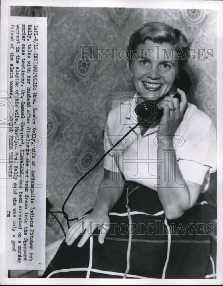 1954 Press Photo Mrs. Sandra Kelly, Wife of Indians Pitcher Bob Kelly - Historic Images