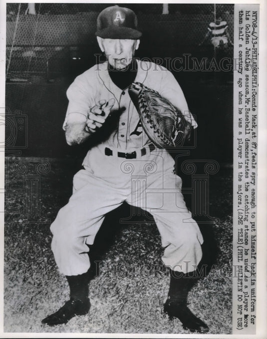1950 Press Photo "Mr. Baseball" Connie Mack ready for Golden Jubilee season - Historic Images