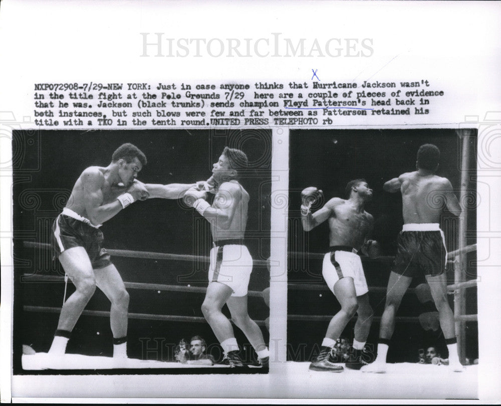 1957 Press Photo Hurricane Jackson vs Floyd Patterson in title bout - nes05385 - Historic Images