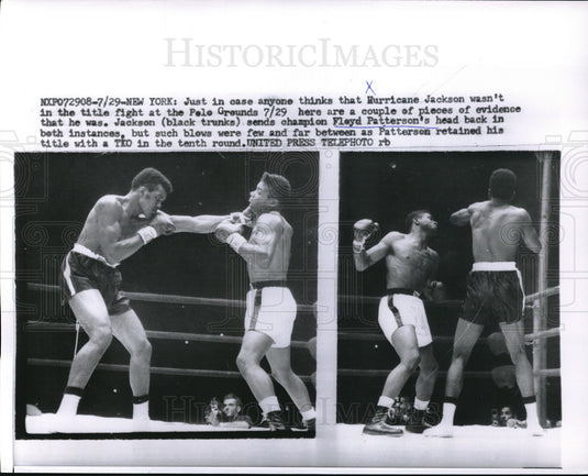 1957 Press Photo Hurricane Jackson vs Floyd Patterson in title bout - nes05385 - Historic Images