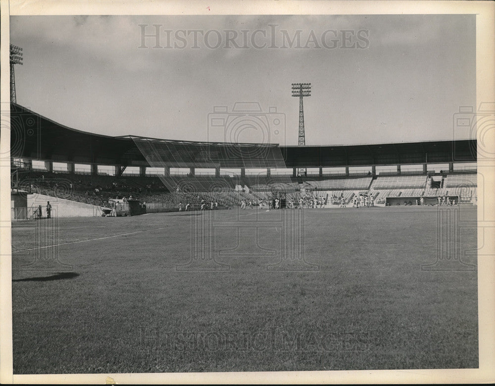 1955 Press Photo view of newly constructed Al Lopez Field, Tampa, FL ...