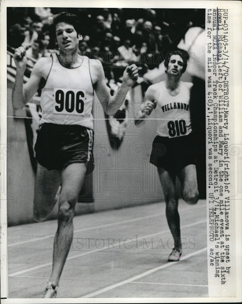 1970 Press Photo Howell Michael of William &amp; Mary wins 1 Mile event NCAA Meet- Historic Images