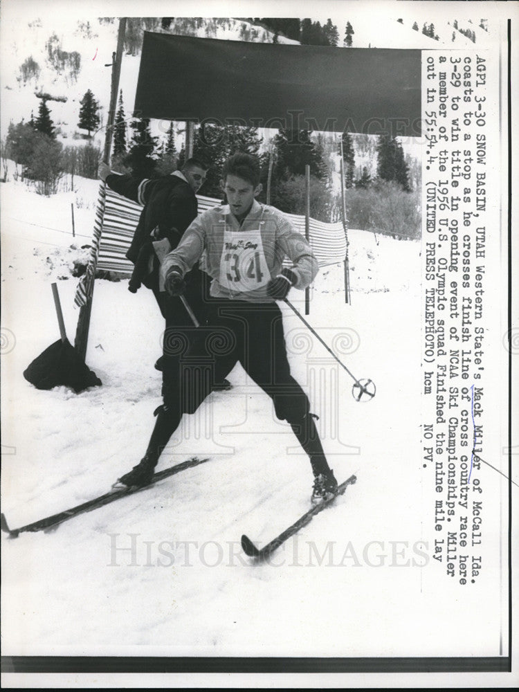 1957 Press Photo Mack Miller at NCAA Ski championships Snow Basin Utah- Historic Images