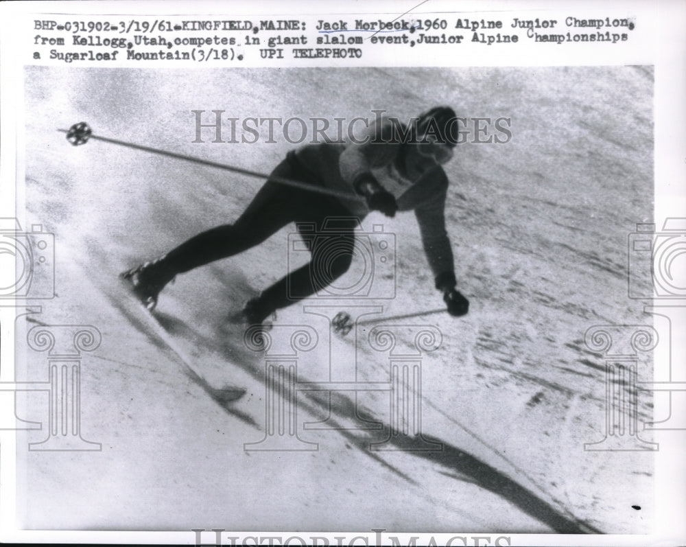 1961 Press Photo Jack Morbeck Slalom Junior Alpine Championship, Kingfield Maine - Historic Images