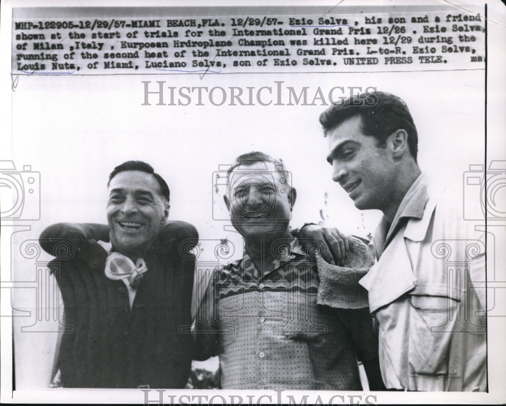 1957 Press Photo Ezio Selva, International Grand Prix Boat Race, Miami Florida - Historic Images