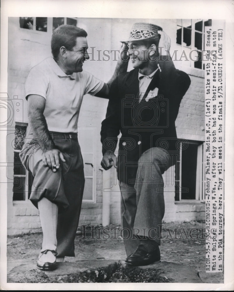 1949 Press Photo Johnny Palmer, Sam Snead, PGA Tournament, Richmond - nes06729 - Historic Images