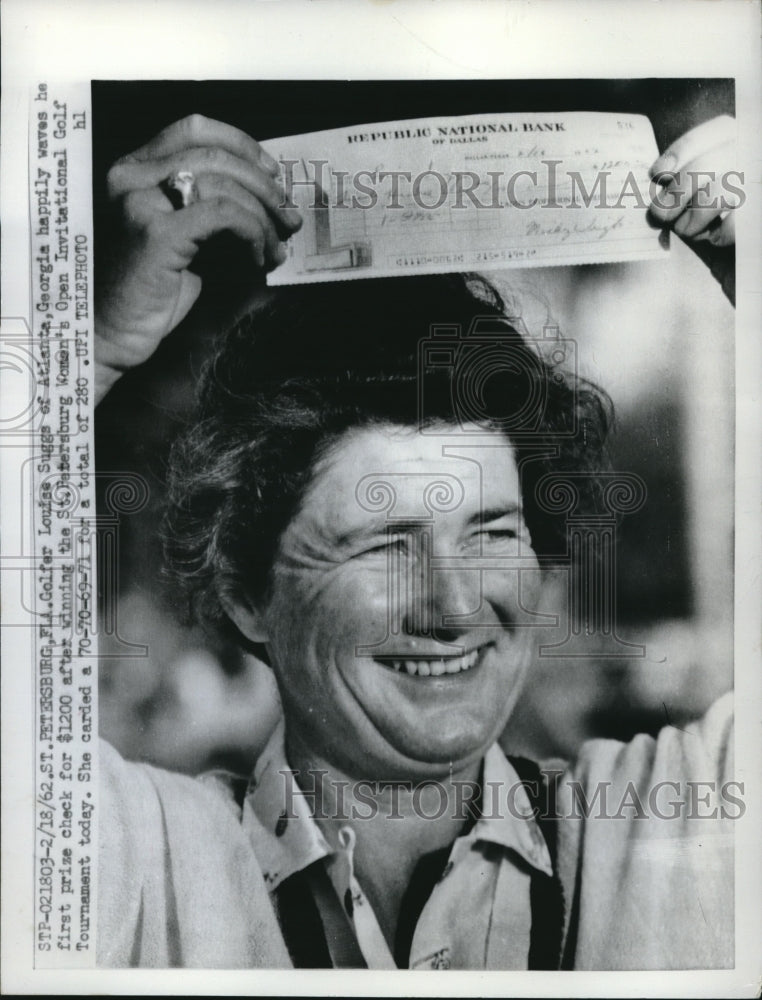 1962 Press Photo Louise Suggs Wins St. Petersburg Women&#39;s Open Golf Invitational - Historic Images