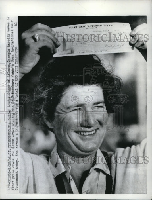 1962 Press Photo Louise Suggs Wins St. Petersburg Women's Open Golf Invitational - Historic Images