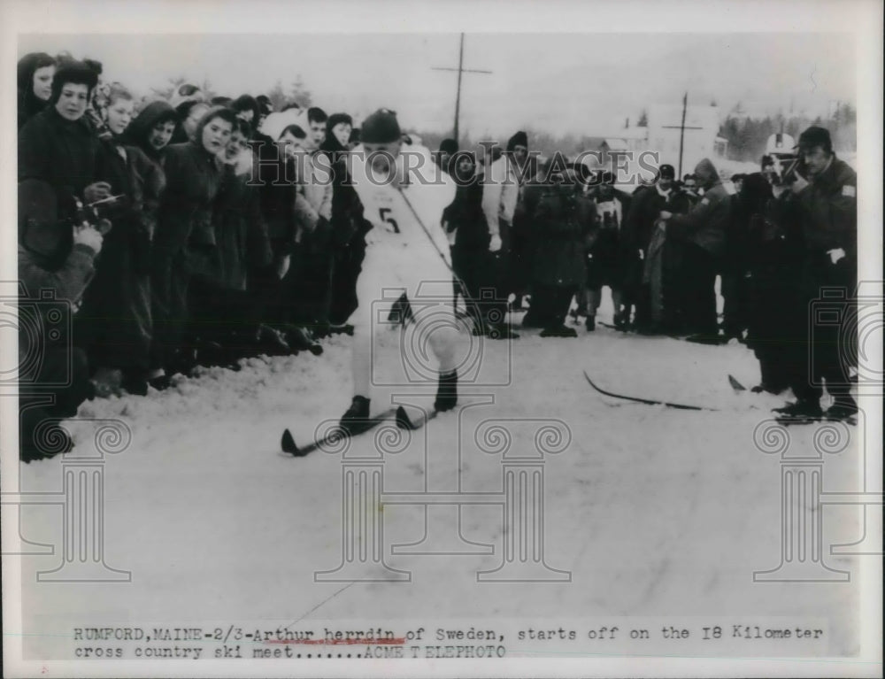 Press Photo Arthur Herrdin of Sweden, Cross Country Skiing, Rumford, Maine - Historic Images