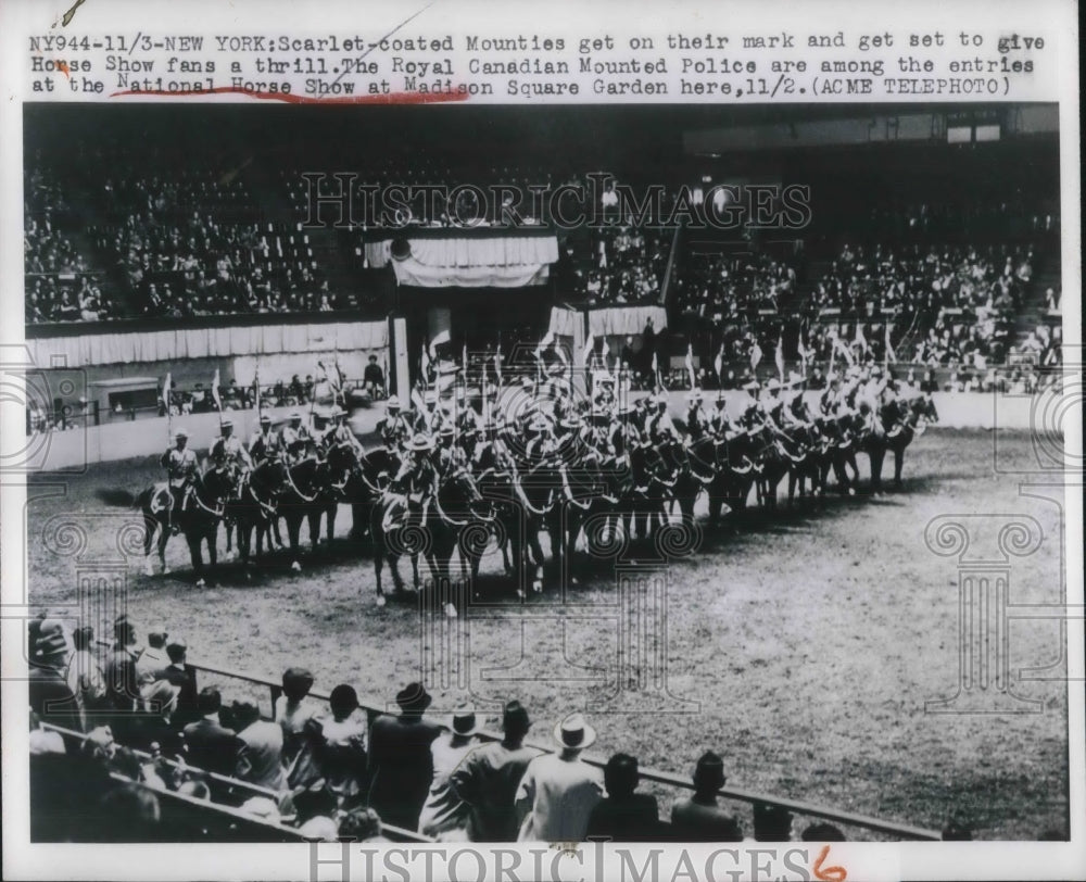 1949 Press Photo Royal Canadian Mounted Police, National Horse Show, New York - Historic Images