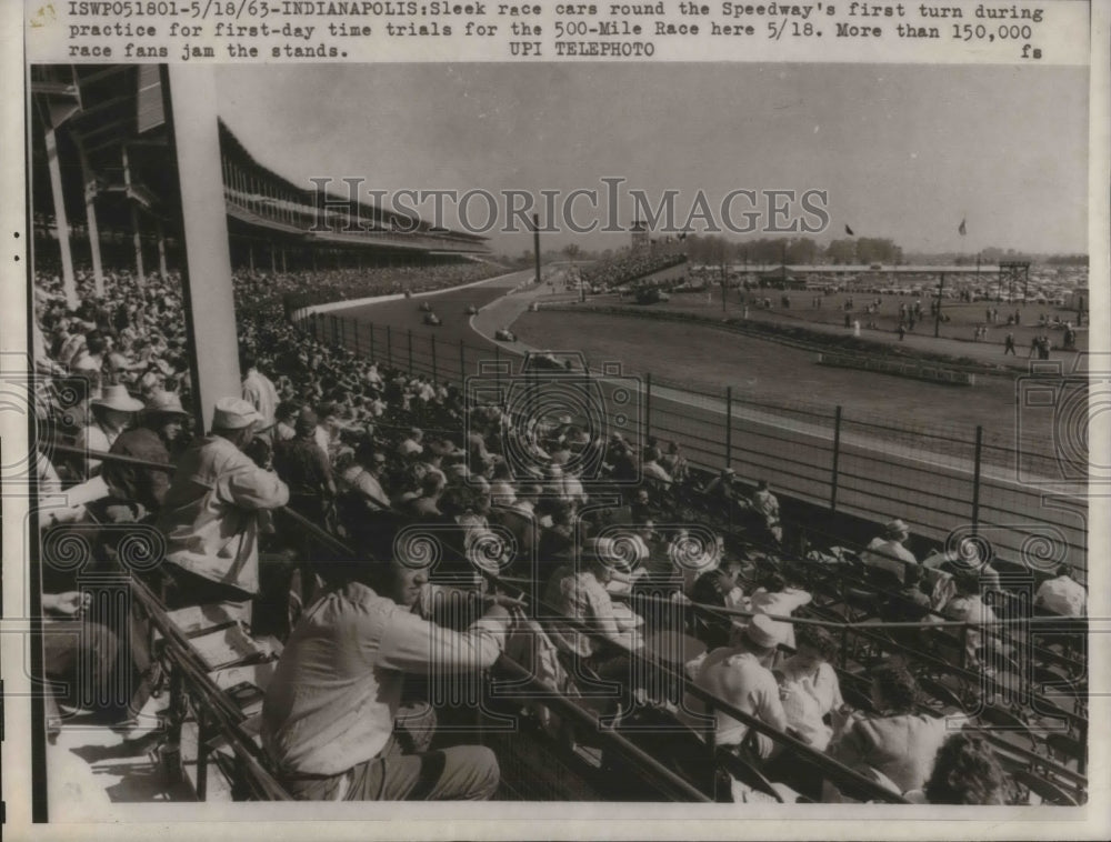 1963 Press Photo Indianapolis 500 Auto Race Trials, Fans in Stands - nes07377 - Historic Images