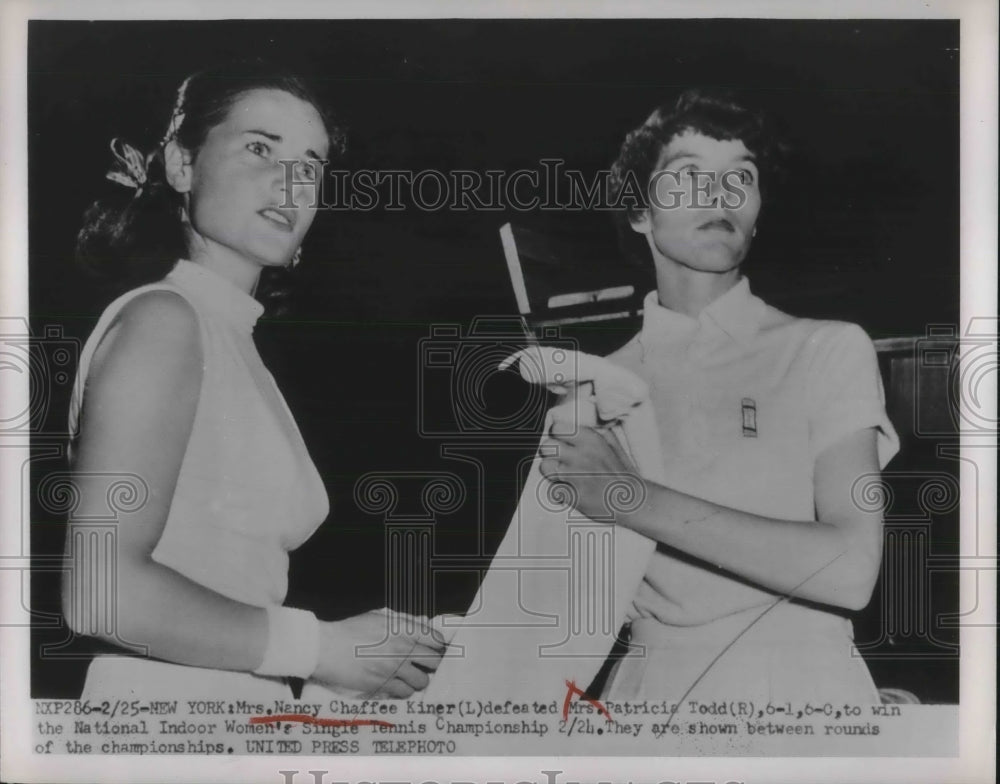 1952 Press Photo Patricia Todd, Nancy Chaffee Kiner, Singles Tennis, New York - Historic Images