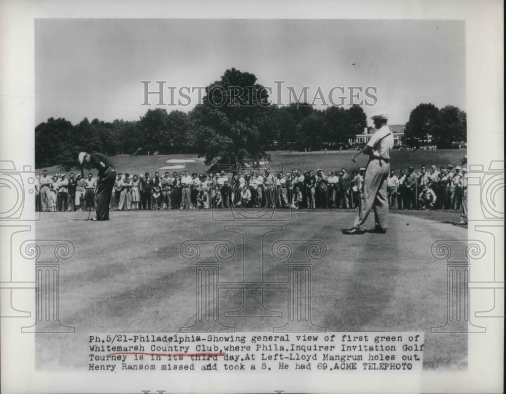 1949 Press Photo Lloyd Mangrum, Philadelphia Inquirer Invitation Golf Tournament - Historic Images