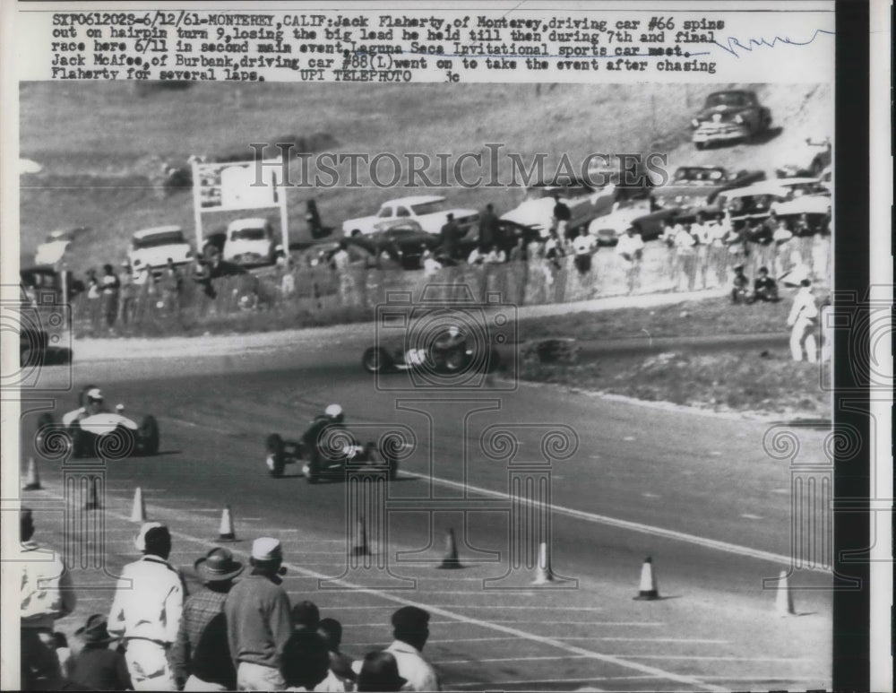 1961 Press Photo Jack Flaherty, Laguna Seca Invitational Sports Car Meet, Calif. - Historic Images