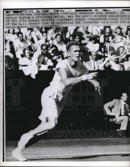 Press Photo Jack Kramer Wins Pacific Southwest Tennis Tournament, Los Angeles - Historic Images