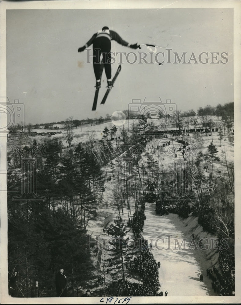 1939 Press Photo Leo Anderson, United States Ski Jumping Championship, Minnesota - Historic Images