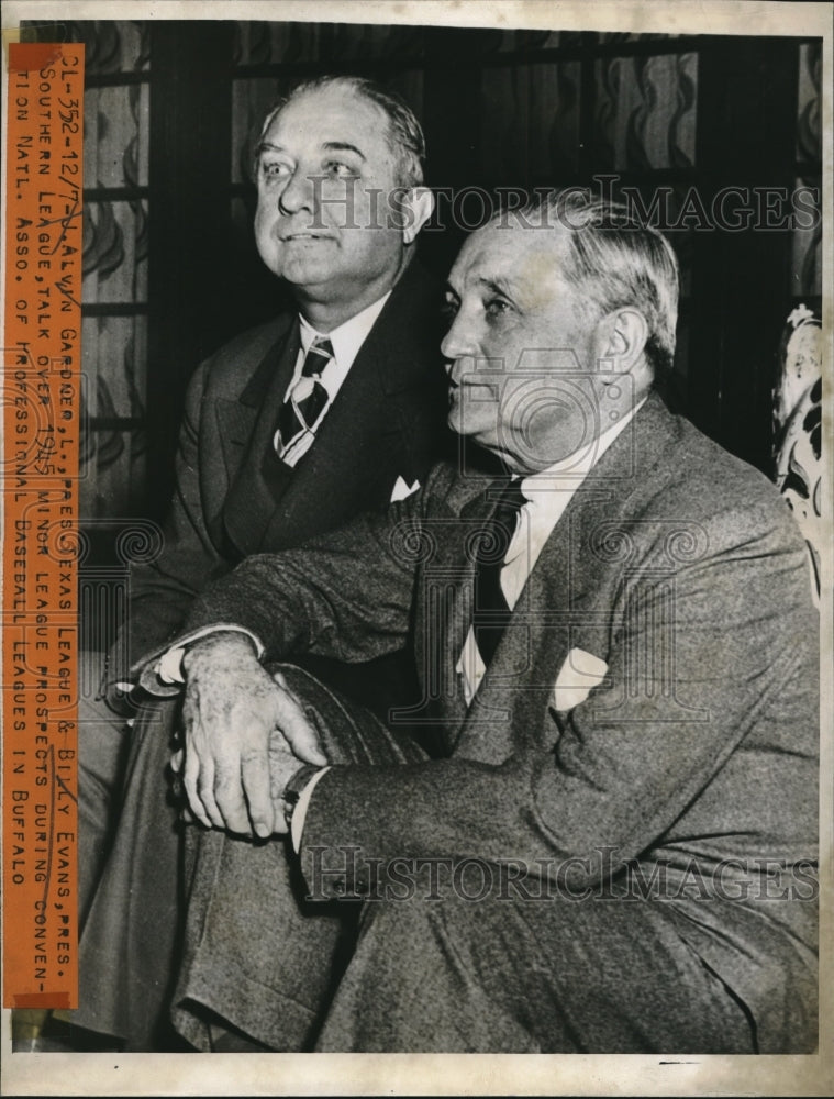 1944 Press Photo J.A. Gardner, Texas League, B. Evans, Southern League Baseball - Historic Images