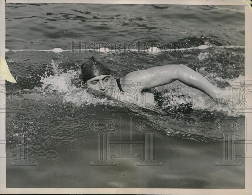 1936 Press Photo Peter Fick, Olympic Swimming Trials, Warwick, Rhode Island - Historic Images