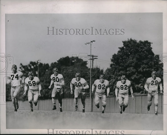 1944 Press Photo Purdue University Football, Frank Bauman, K Glaesner, P O'Brien - Historic Images