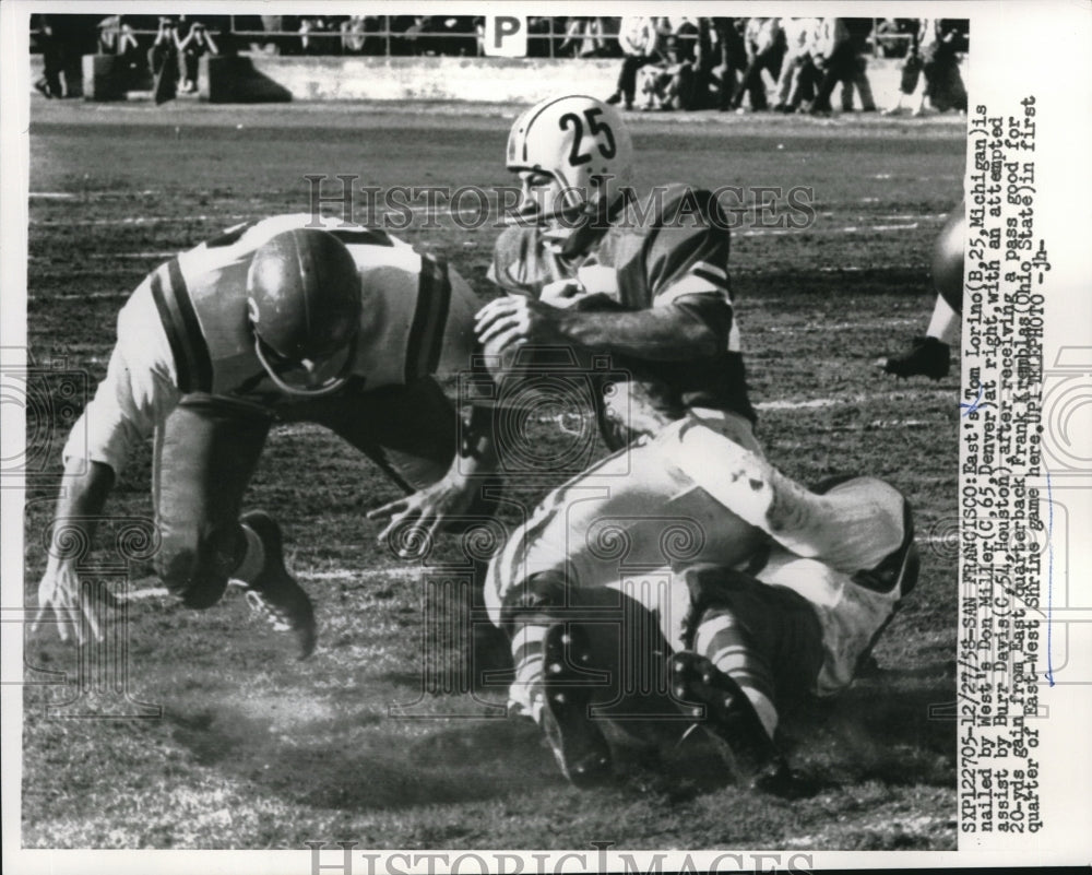 1958 Press Photo Tom Lorino, Michigan, Don Miller, East-West Shrine Game, Calif. - Historic Images